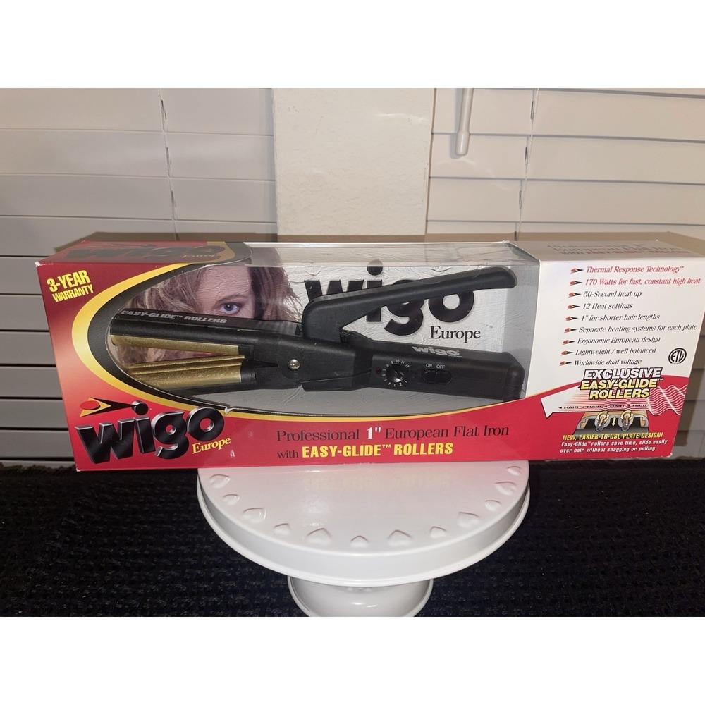 Wigo Europe Flat Iron Hair‎ Straightener 1" Easy Glide Rollers WG5305 New In Box